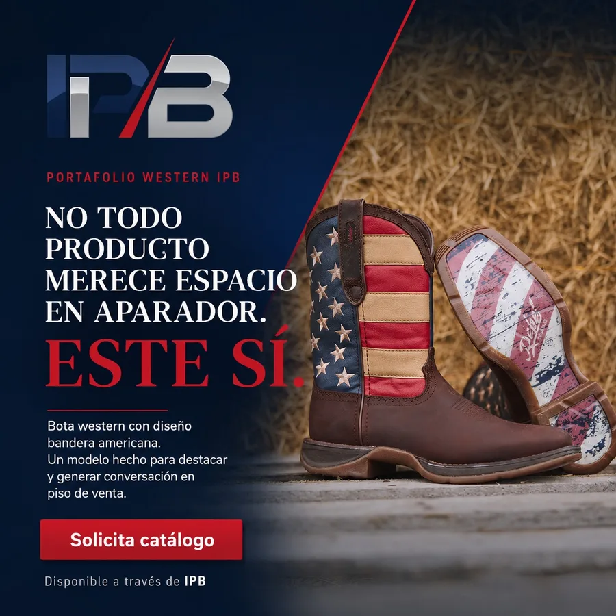 Pieza publicitaria de IPB para bota western con diseño de bandera americana